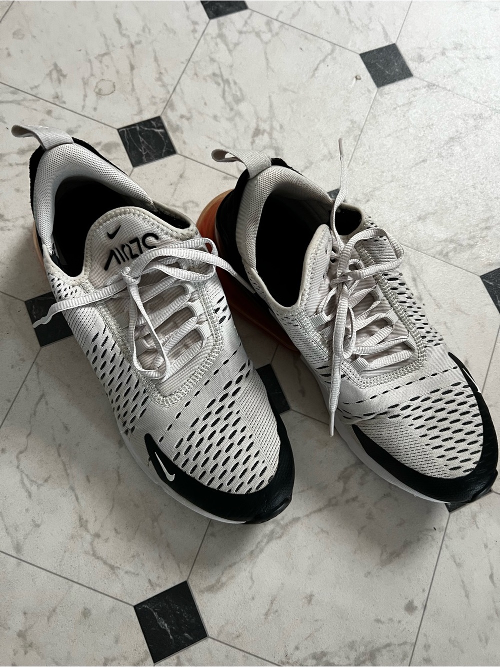 Nike Air Max 270 womens White and Black Athletic Sneakers